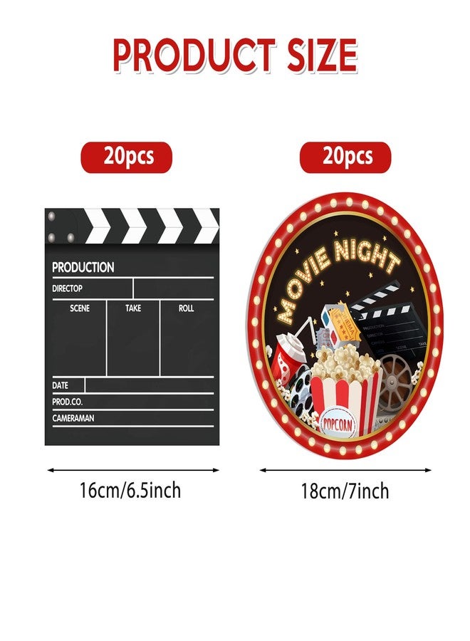 DURYGEN 40PCS Movie Night Party Supplies Movie Theme Birthday Party Plates and Napkins Set Movie Night Disposable Dinnerwares Favors for Movie Theme Party Decorations - Image 2